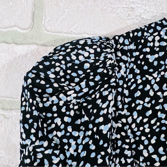 The Kooples Short Sleeve Wrap Patterned Mini Wrap Dress in Blue and Black Size 0 - Picture 6 of 12